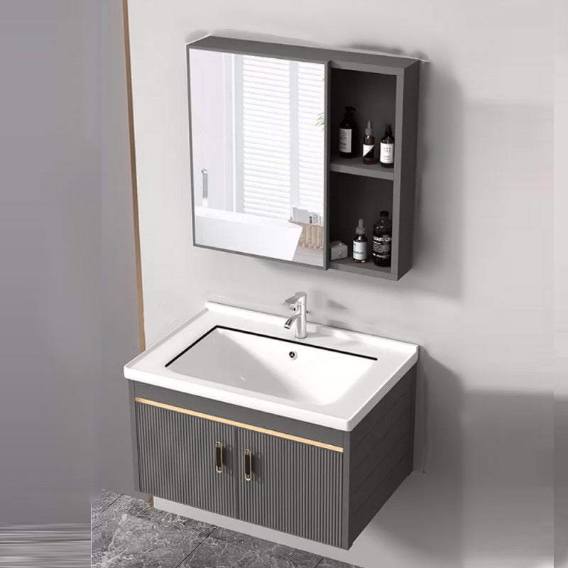 Wall Mount Bathroom Sink Vanity Glam Faucet Included Bathroom Vanity Clearhalo 'Bathroom Remodel & Bathroom Fixtures' 'Bathroom Vanities' 'bathroom_vanities' 'Home Improvement' 'home_improvement' 'home_improvement_bathroom_vanities' 7455083