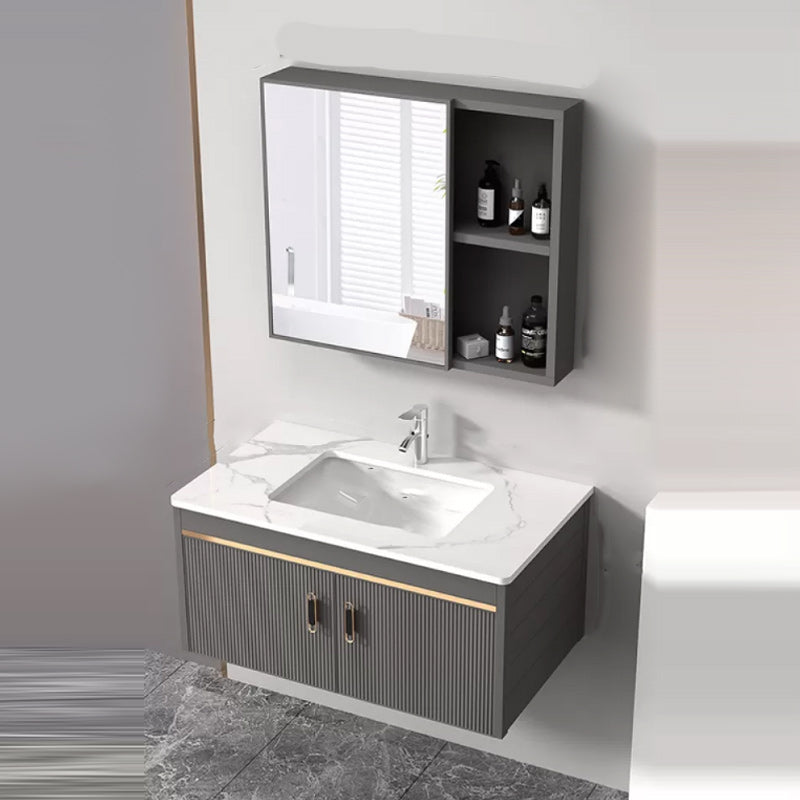 Wall Mount Bathroom Sink Vanity Glam Faucet Included Bathroom Vanity Clearhalo 'Bathroom Remodel & Bathroom Fixtures' 'Bathroom Vanities' 'bathroom_vanities' 'Home Improvement' 'home_improvement' 'home_improvement_bathroom_vanities' 7455086