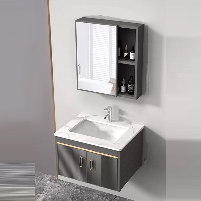 Wall Mount Bathroom Sink Vanity Glam Faucet Included Bathroom Vanity Clearhalo 'Bathroom Remodel & Bathroom Fixtures' 'Bathroom Vanities' 'bathroom_vanities' 'Home Improvement' 'home_improvement' 'home_improvement_bathroom_vanities' 7455094