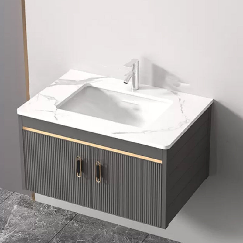 Wall Mount Bathroom Sink Vanity Glam Faucet Included Bathroom Vanity Clearhalo 'Bathroom Remodel & Bathroom Fixtures' 'Bathroom Vanities' 'bathroom_vanities' 'Home Improvement' 'home_improvement' 'home_improvement_bathroom_vanities' 7455085