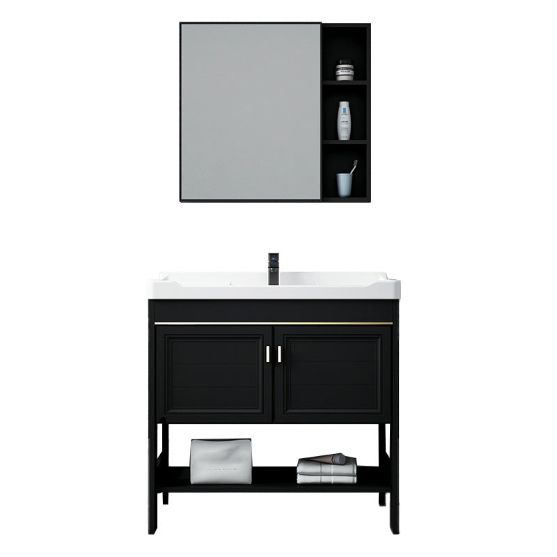 Glam Single Bath Vanity Black Rectangular Freestanding Sink Vanity Clearhalo 'Bathroom Remodel & Bathroom Fixtures' 'Bathroom Vanities' 'bathroom_vanities' 'Home Improvement' 'home_improvement' 'home_improvement_bathroom_vanities' 7623712