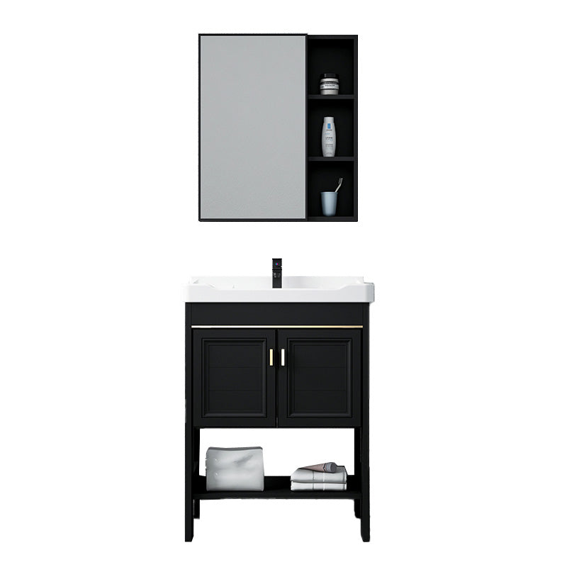 Glam Single Bath Vanity Black Rectangular Freestanding Sink Vanity Clearhalo 'Bathroom Remodel & Bathroom Fixtures' 'Bathroom Vanities' 'bathroom_vanities' 'Home Improvement' 'home_improvement' 'home_improvement_bathroom_vanities' 7623759