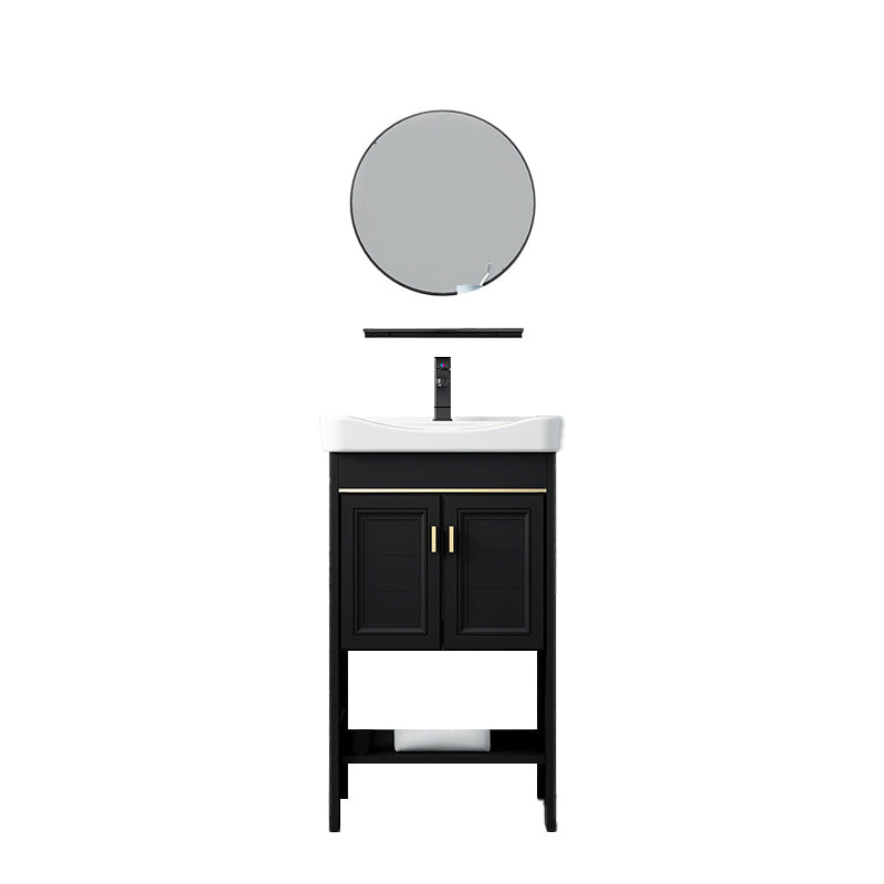 Glam Single Bath Vanity Black Rectangular Freestanding Sink Vanity Clearhalo 'Bathroom Remodel & Bathroom Fixtures' 'Bathroom Vanities' 'bathroom_vanities' 'Home Improvement' 'home_improvement' 'home_improvement_bathroom_vanities' 7623710