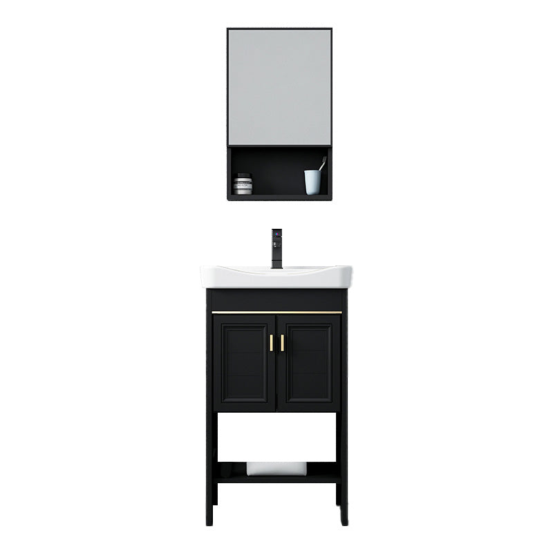 Glam Single Bath Vanity Black Rectangular Freestanding Sink Vanity Clearhalo 'Bathroom Remodel & Bathroom Fixtures' 'Bathroom Vanities' 'bathroom_vanities' 'Home Improvement' 'home_improvement' 'home_improvement_bathroom_vanities' 7623736