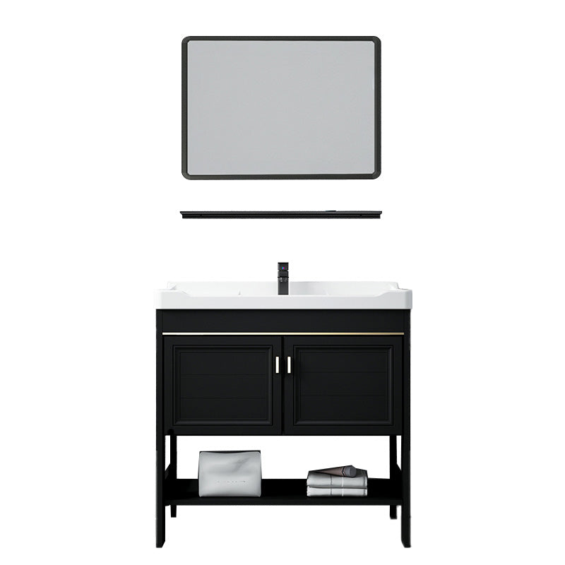 Glam Single Bath Vanity Black Rectangular Freestanding Sink Vanity Clearhalo 'Bathroom Remodel & Bathroom Fixtures' 'Bathroom Vanities' 'bathroom_vanities' 'Home Improvement' 'home_improvement' 'home_improvement_bathroom_vanities' 1200x1200_36199783-da36-4cad-ade5-5fa41810eabd