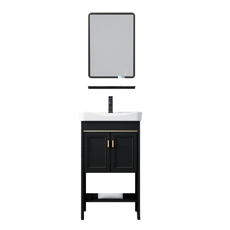 Glam Single Bath Vanity Black Rectangular Freestanding Sink Vanity Clearhalo 'Bathroom Remodel & Bathroom Fixtures' 'Bathroom Vanities' 'bathroom_vanities' 'Home Improvement' 'home_improvement' 'home_improvement_bathroom_vanities' 7623708