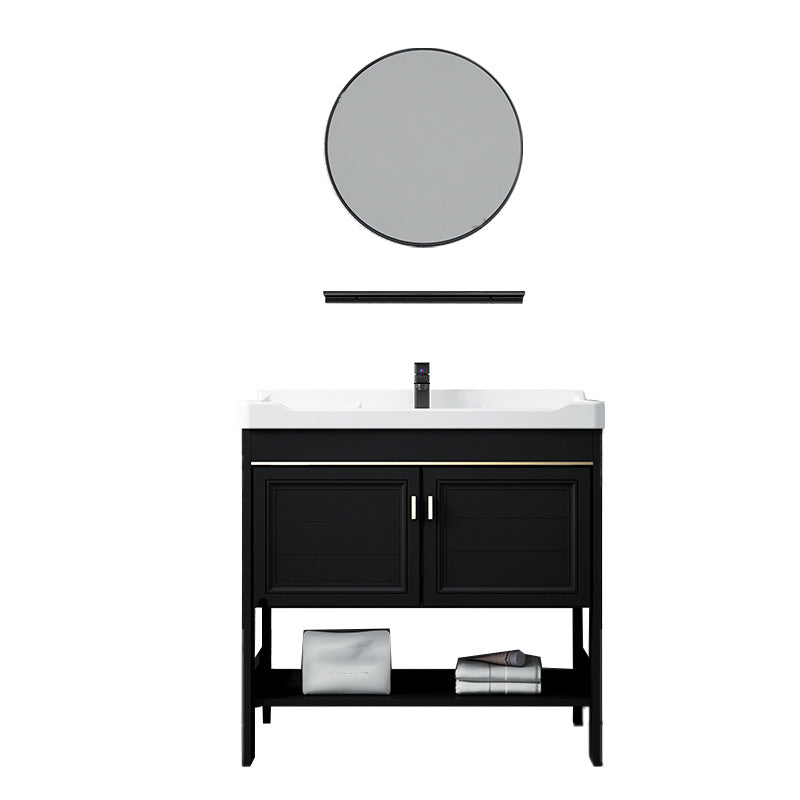 Glam Single Bath Vanity Black Rectangular Freestanding Sink Vanity Clearhalo 'Bathroom Remodel & Bathroom Fixtures' 'Bathroom Vanities' 'bathroom_vanities' 'Home Improvement' 'home_improvement' 'home_improvement_bathroom_vanities' 7623744