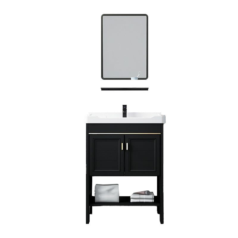 Glam Single Bath Vanity Black Rectangular Freestanding Sink Vanity Clearhalo 'Bathroom Remodel & Bathroom Fixtures' 'Bathroom Vanities' 'bathroom_vanities' 'Home Improvement' 'home_improvement' 'home_improvement_bathroom_vanities' 7623707