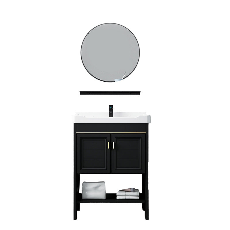 Glam Single Bath Vanity Black Rectangular Freestanding Sink Vanity Clearhalo 'Bathroom Remodel & Bathroom Fixtures' 'Bathroom Vanities' 'bathroom_vanities' 'Home Improvement' 'home_improvement' 'home_improvement_bathroom_vanities' 7623741