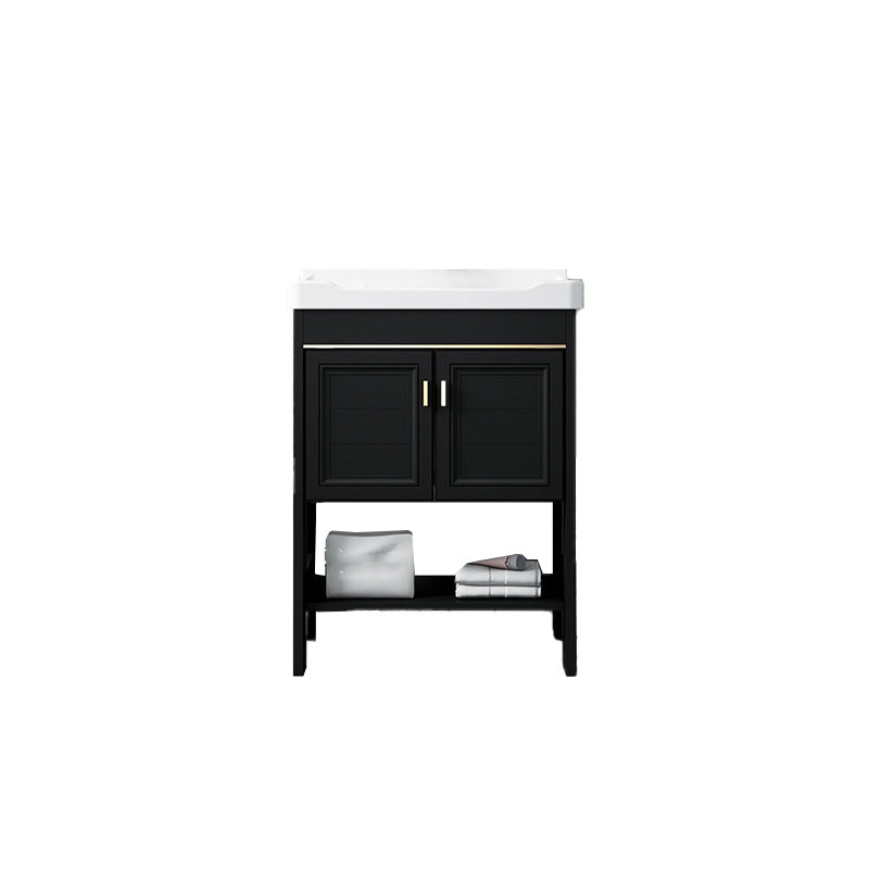 Glam Single Bath Vanity Black Rectangular Freestanding Sink Vanity Clearhalo 'Bathroom Remodel & Bathroom Fixtures' 'Bathroom Vanities' 'bathroom_vanities' 'Home Improvement' 'home_improvement' 'home_improvement_bathroom_vanities' 7623748