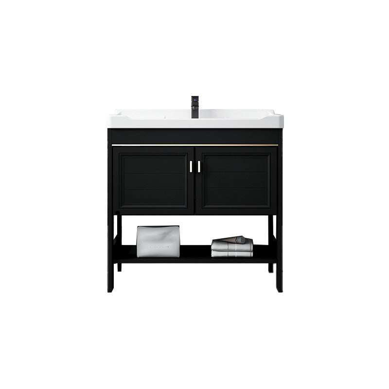 Glam Single Bath Vanity Black Rectangular Freestanding Sink Vanity Clearhalo 'Bathroom Remodel & Bathroom Fixtures' 'Bathroom Vanities' 'bathroom_vanities' 'Home Improvement' 'home_improvement' 'home_improvement_bathroom_vanities' 7623750