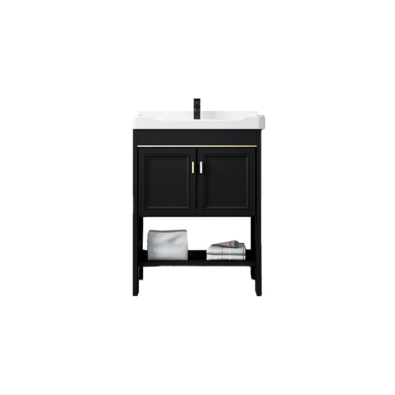 Glam Single Bath Vanity Black Rectangular Freestanding Sink Vanity Clearhalo 'Bathroom Remodel & Bathroom Fixtures' 'Bathroom Vanities' 'bathroom_vanities' 'Home Improvement' 'home_improvement' 'home_improvement_bathroom_vanities' 7623756