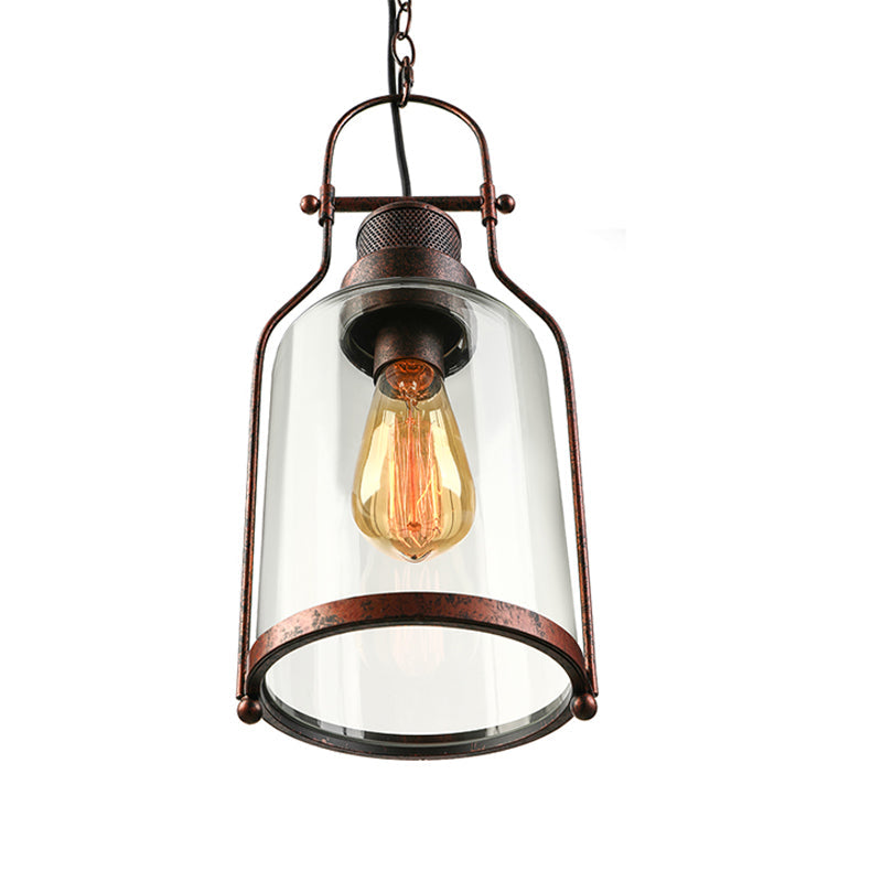 Taavita 1 Light Pendant Ceiling Lamp Farmhouse Clear Glass Mason Jar Hanging Light with Industrial Style