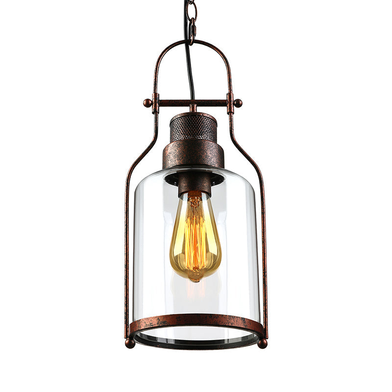 Taavita 1 Light Pendant Ceiling Lamp Farmhouse Clear Glass Mason Jar Hanging Light with Industrial Style