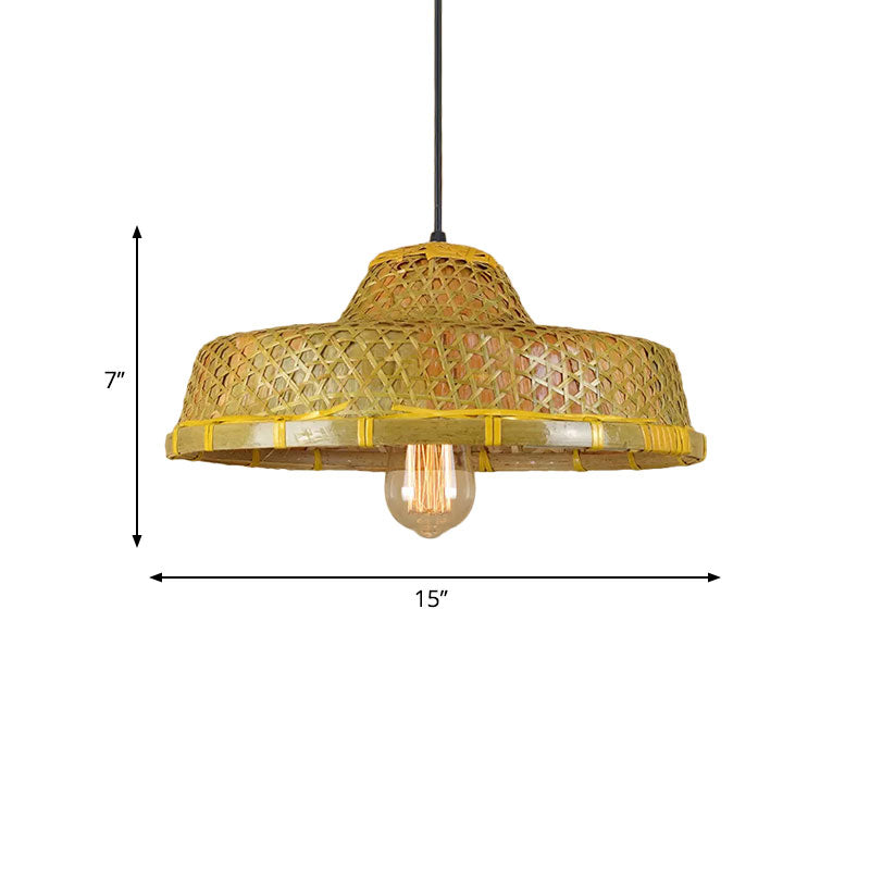 Taavita Hanging Light Bamboo Shade 1 Light Pendant Lamp Over Dining Table