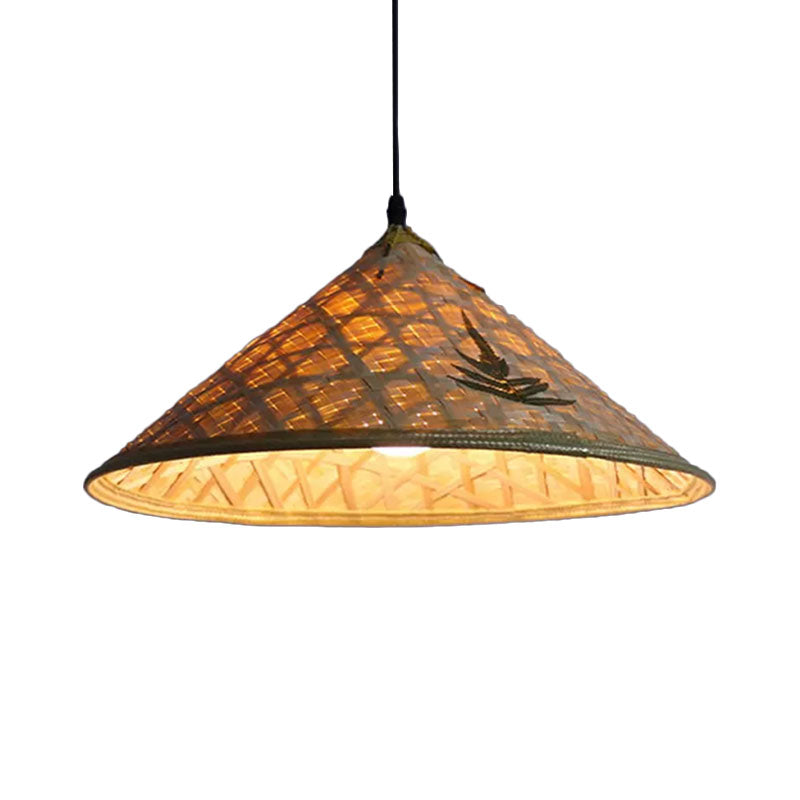 Taavita Hanging Light Bamboo Shade 1 Light Pendant Lamp Over Dining Table