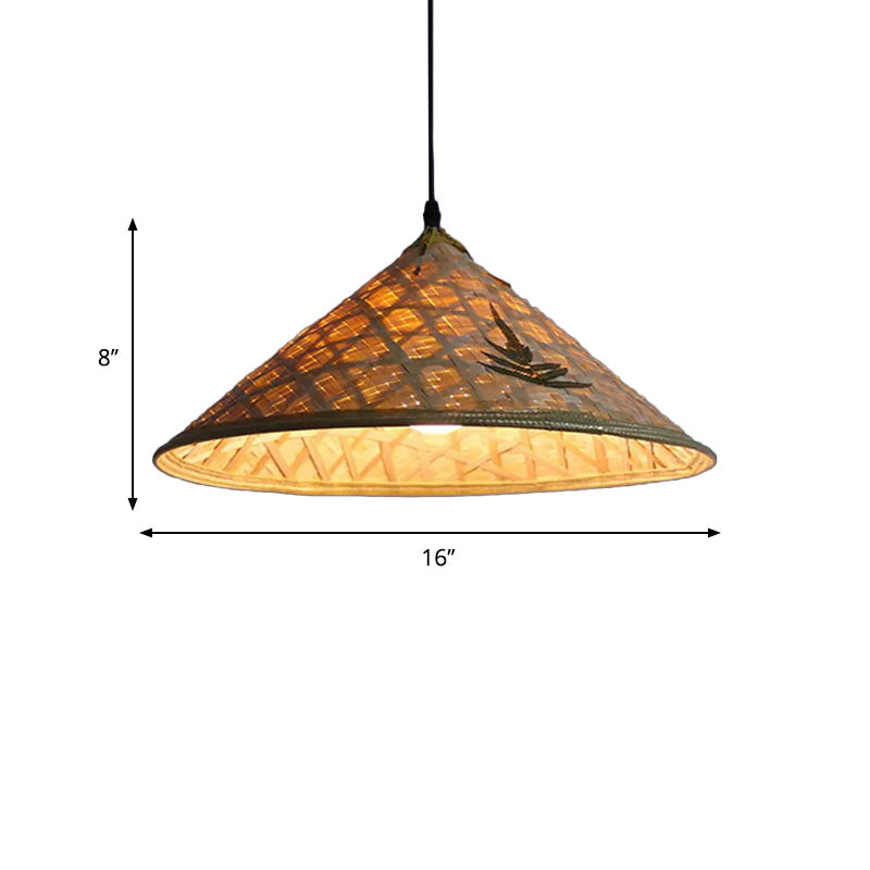 Taavita Hanging Light Bamboo Shade 1 Light Pendant Lamp Over Dining Table