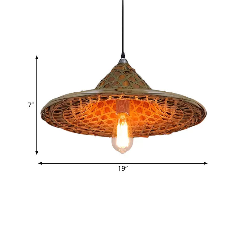 Taavita Hanging Light Bamboo Shade 1 Light Pendant Lamp Over Dining Table