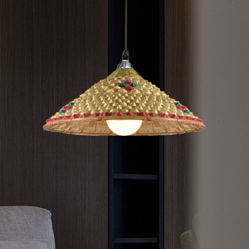 Taavita Hanging Light Bamboo Shade 1 Light Pendant Lamp Over Dining Table