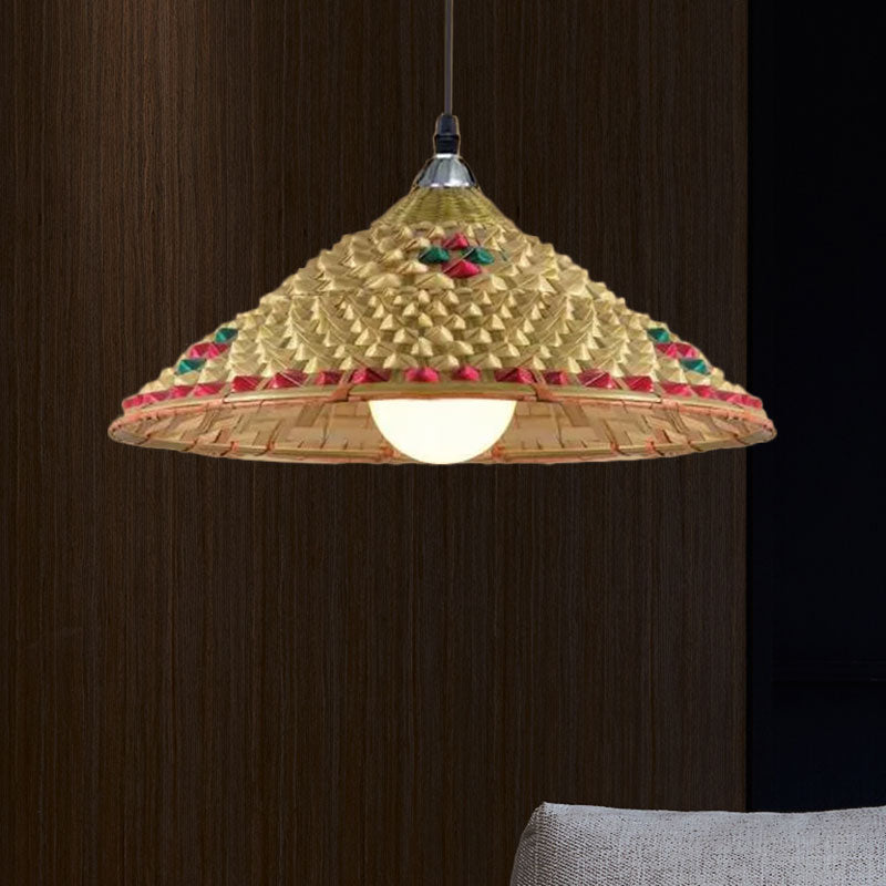 Taavita Hanging Light Bamboo Shade 1 Light Pendant Lamp Over Dining Table