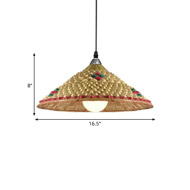 Taavita Hanging Light Bamboo Shade 1 Light Pendant Lamp Over Dining Table