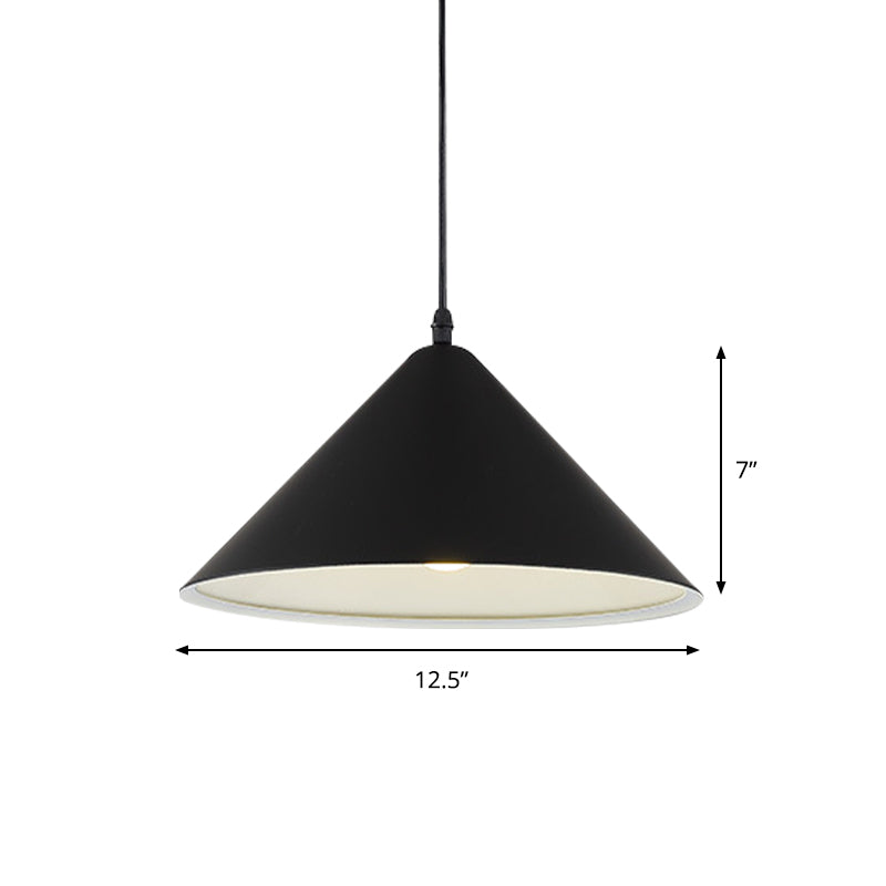 Taavita Cone Hanging Lamp Metal 1 Black/White/Red - Pendant Light for Dining Room, 12.5"/16.5" Wide