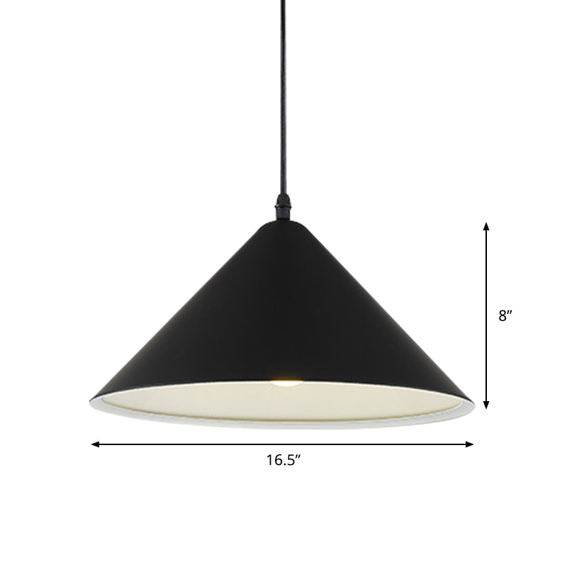 Taavita Cone Hanging Lamp Metal 1 Black/White/Red - Pendant Light for Dining Room, 12.5"/16.5" Wide