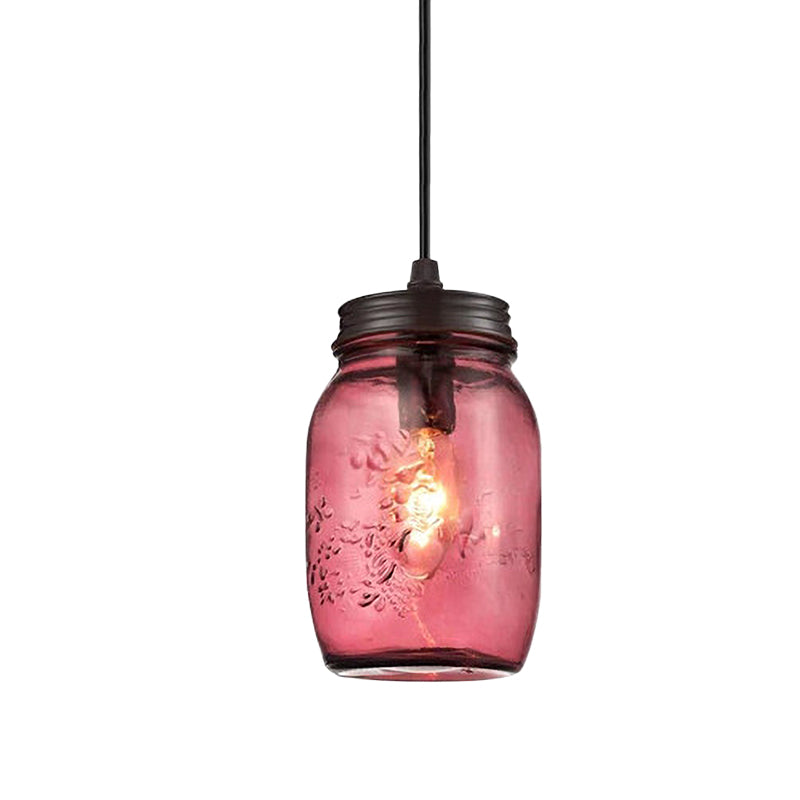 Taavita Light Pendant Modern Cage Mason Glass, Hanging Ceiling Light in Red/Green/Amber, Industrial Style, 220V-240V 110V-120V, E26/E27, LED/Bulb/Fluorescent