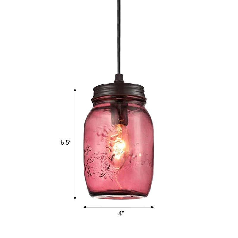 Taavita Light Pendant Modern Cage Mason Glass, Hanging Ceiling Light in Red/Green/Amber, Industrial Style, 220V-240V 110V-120V, E26/E27, LED/Bulb/Fluorescent