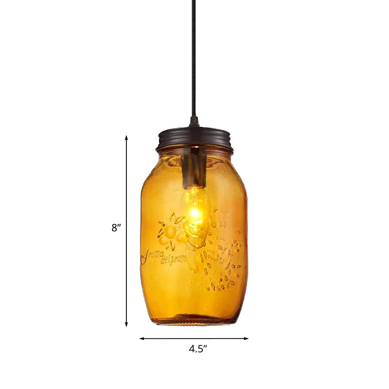 Taavita Light Pendant Modern Cage Mason Glass, Hanging Ceiling Light in Red/Green/Amber, Industrial Style, 220V-240V 110V-120V, E26/E27, LED/Bulb/Fluorescent