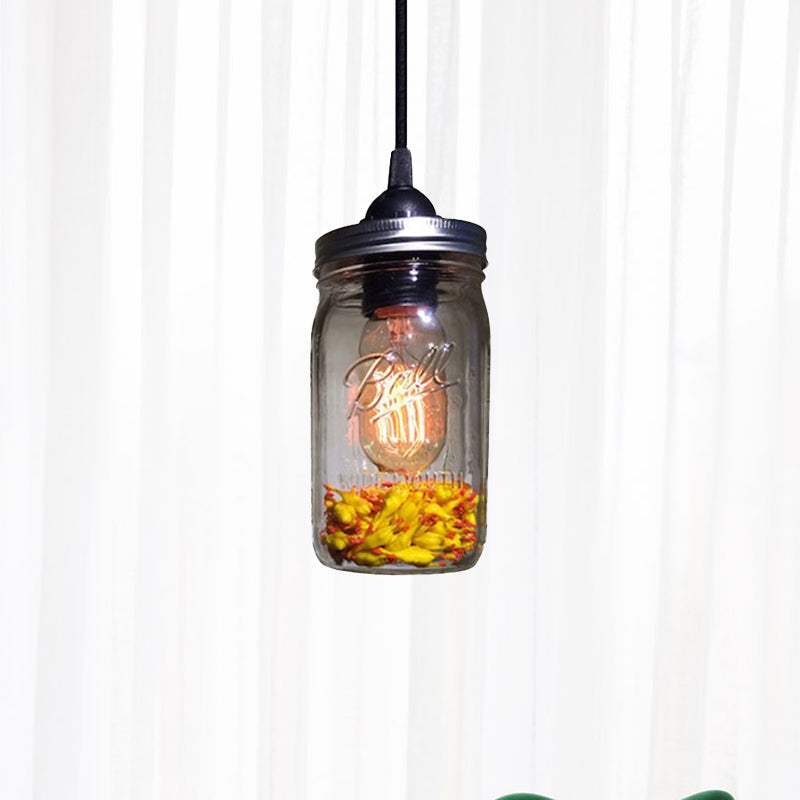 Taavita Light Pendant Modern Cage Mason Glass, Hanging Ceiling Light in Red/Green/Amber, Industrial Style, 220V-240V 110V-120V, E26/E27, LED/Bulb/Fluorescent