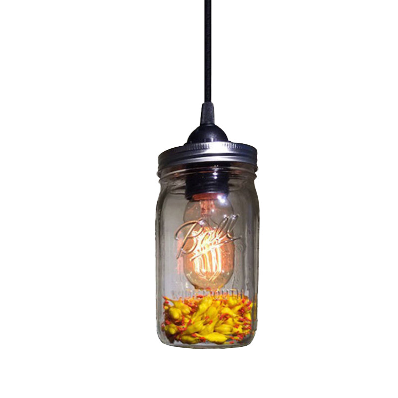 Taavita Light Pendant Modern Cage Mason Glass, Hanging Ceiling Light in Red/Green/Amber, Industrial Style, 220V-240V 110V-120V, E26/E27, LED/Bulb/Fluorescent