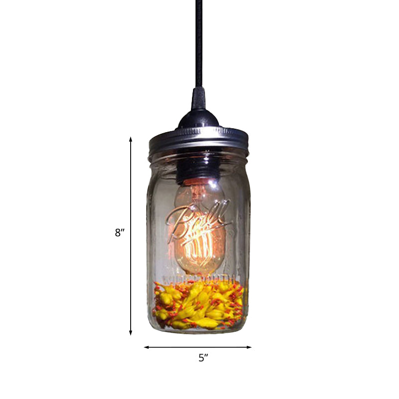 Taavita Light Pendant Modern Cage Mason Glass, Hanging Ceiling Light in Red/Green/Amber, Industrial Style, 220V-240V 110V-120V, E26/E27, LED/Bulb/Fluorescent