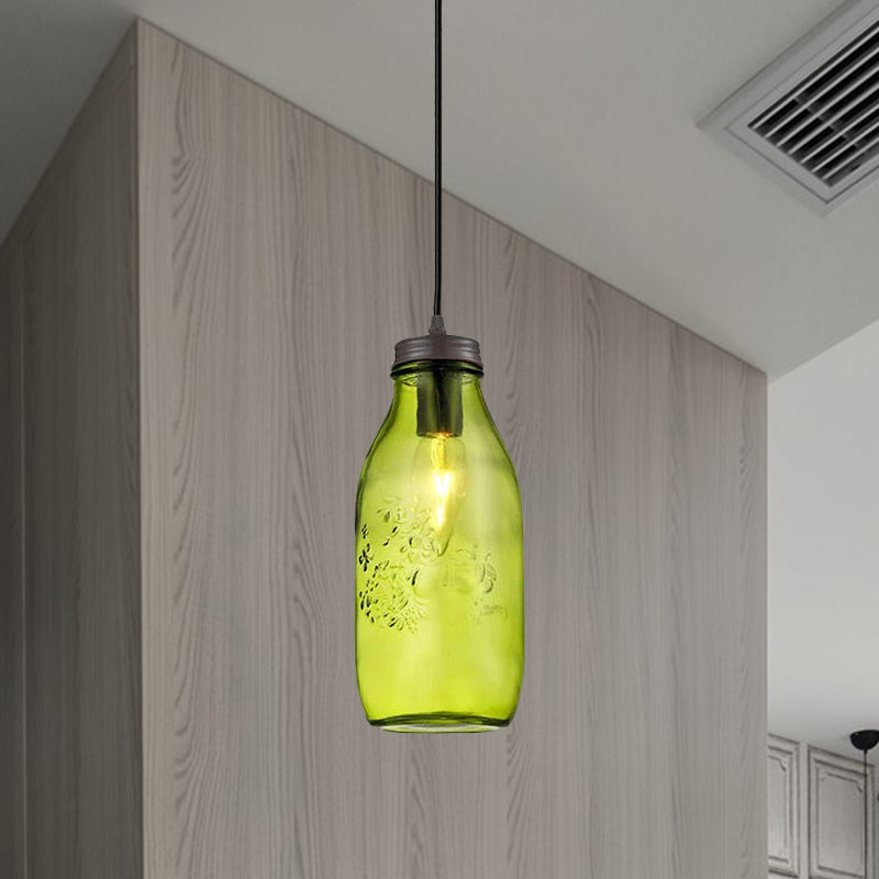 Taavita Light Pendant Modern Cage Mason Glass, Hanging Ceiling Light in Red/Green/Amber, Industrial Style, 220V-240V 110V-120V, E26/E27, LED/Bulb/Fluorescent