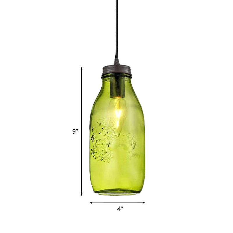 Taavita Light Pendant Modern Cage Mason Glass, Hanging Ceiling Light in Red/Green/Amber, Industrial Style, 220V-240V 110V-120V, E26/E27, LED/Bulb/Fluorescent