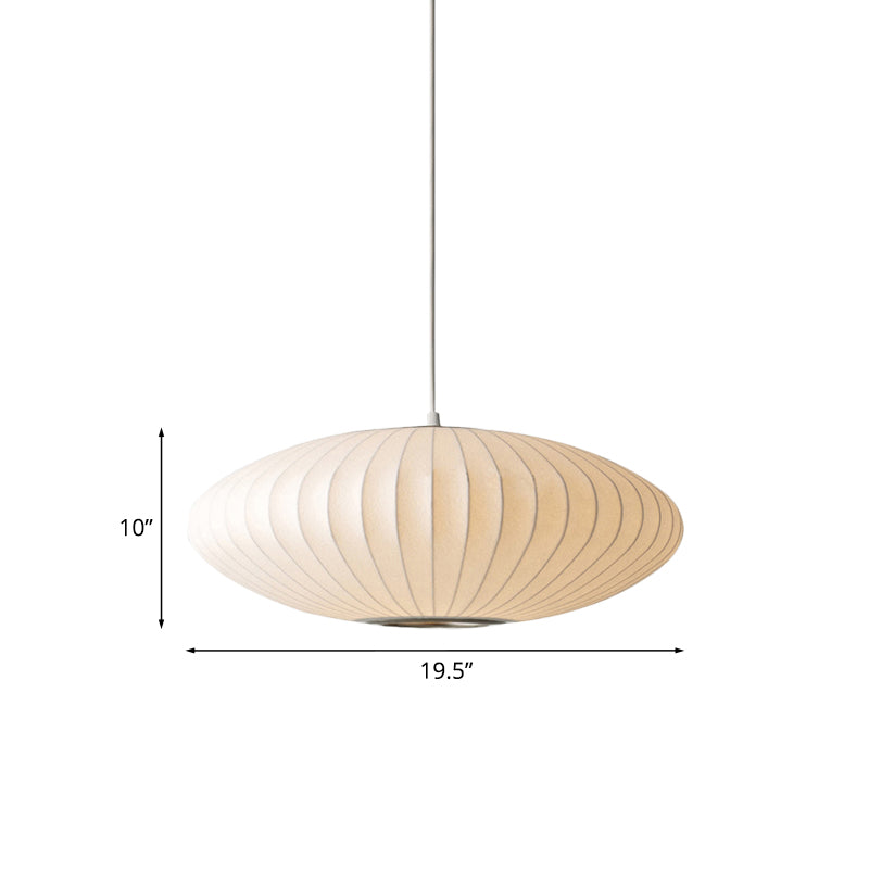 Modern Hanging Ceiling Light with Fabric Shade 1 Bright White Suspension Pendant