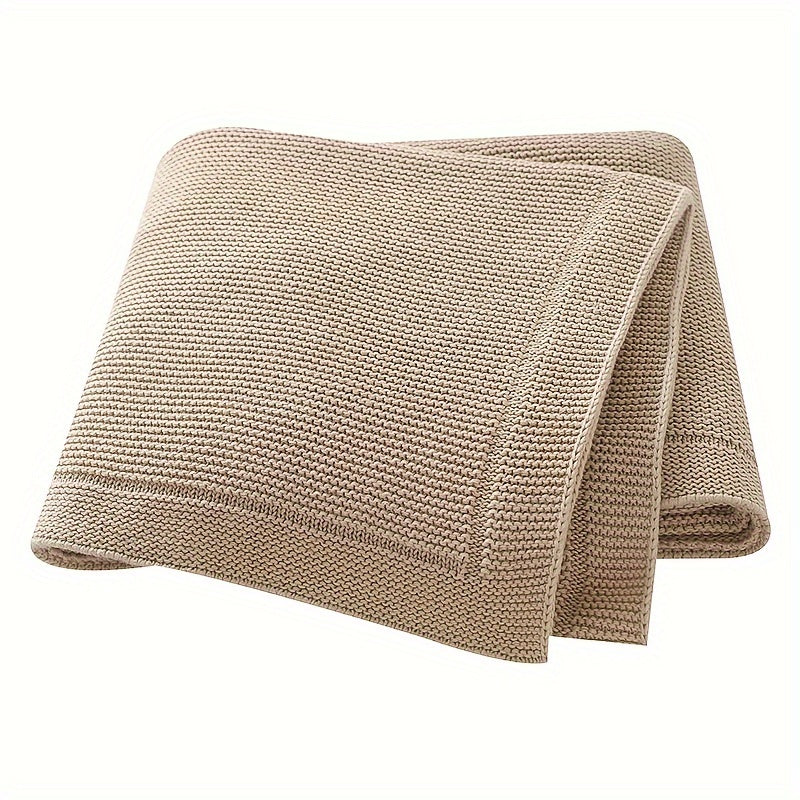 Taavita Cotton Knit Wrap Blanket – Soft & Solid Color – In Elegant Geometric Pattern