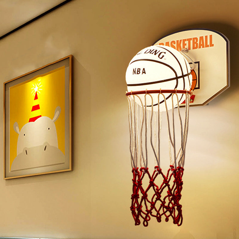 Taavita Cartoon Basketball Wall Sconce Light 1 Light Cream Glass Wall Lamp Fixture