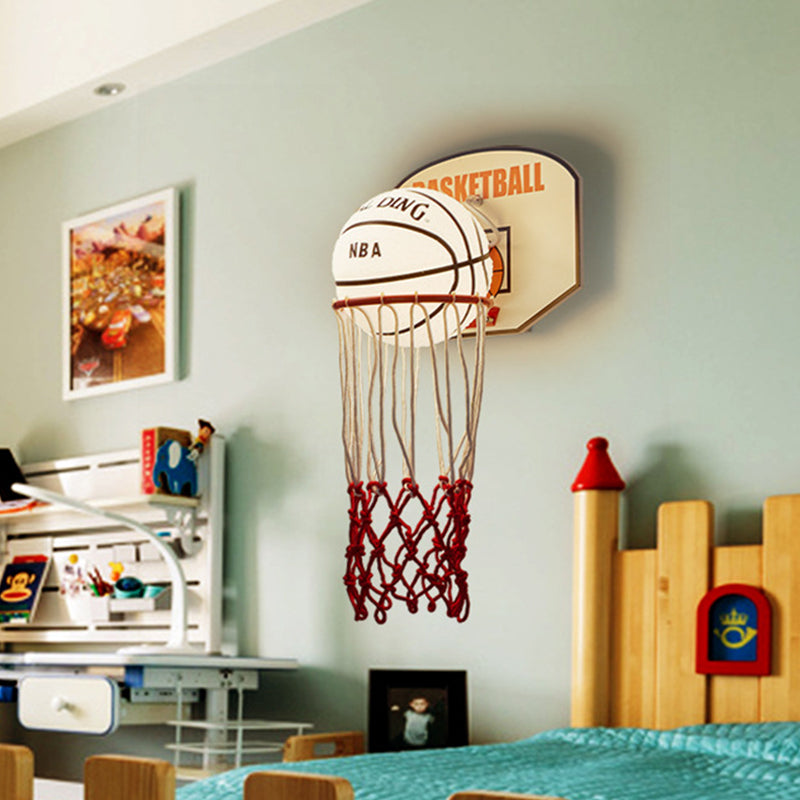 Taavita Cartoon Basketball Wall Sconce Light 1 Light Cream Glass Wall Lamp Fixture