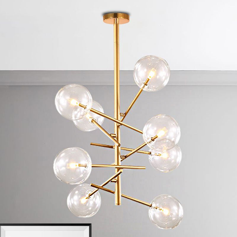 Taavita Clear Glass Starburst Design Global Chandelier with Post-Modernist 6/8 Lights LED Hanging Pendant Light in Gold