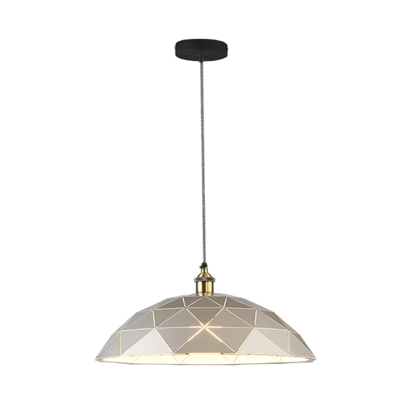 1 Light Dome Suspension Lamp Industrial Black/White Metal Pendant Light for Living Room, 13"/16"/19.5" Wide Clearhalo 'Art Deco Pendants' 'Black' 'Cast Iron' 'Ceiling Lights' 'Ceramic' 'Crystal' 'Industrial Pendants' 'Industrial' 'Metal' 'Middle Century Pendants' 'Pendant Lights' 'Pendants' 'Rustic Pendants' 'Tiffany' Lighting' 8