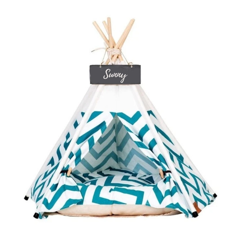 Modern Boho Dog Teepee with Removable Plush Dog Bed Cushion