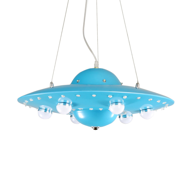 Taavita Flying Saucer Ceiling Light Lightweight Metallic Children's Bedroom Pendant LED Lamp in Grey/Pink/Blue