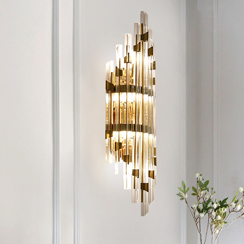 3-Light Wall Sconce Lamp Taavita Gold Crystal Rod Lighting Fixture for Living Room