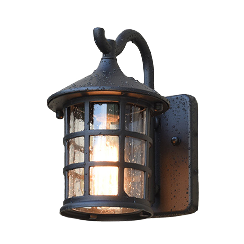 Taavita Glass Lantern Wall Lamp - a lightweight outdoor wall light in Bronze/Black, rustic style, 220V-240V / 110V-120V, for E26/E27 bulb, suitable for outdoor use