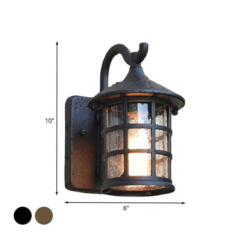 Taavita Glass Lantern Wall Lamp - a lightweight outdoor wall light in Bronze/Black, rustic style, 220V-240V / 110V-120V, for E26/E27 bulb, suitable for outdoor use