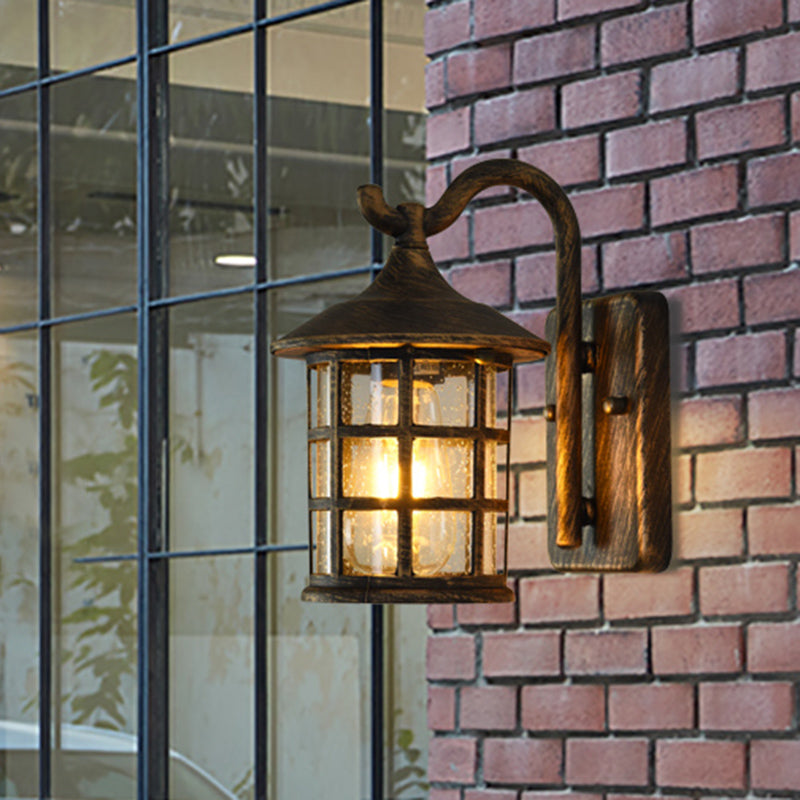 Taavita Glass Lantern Wall Lamp - a lightweight outdoor wall light in Bronze/Black, rustic style, 220V-240V / 110V-120V, for E26/E27 bulb, suitable for outdoor use