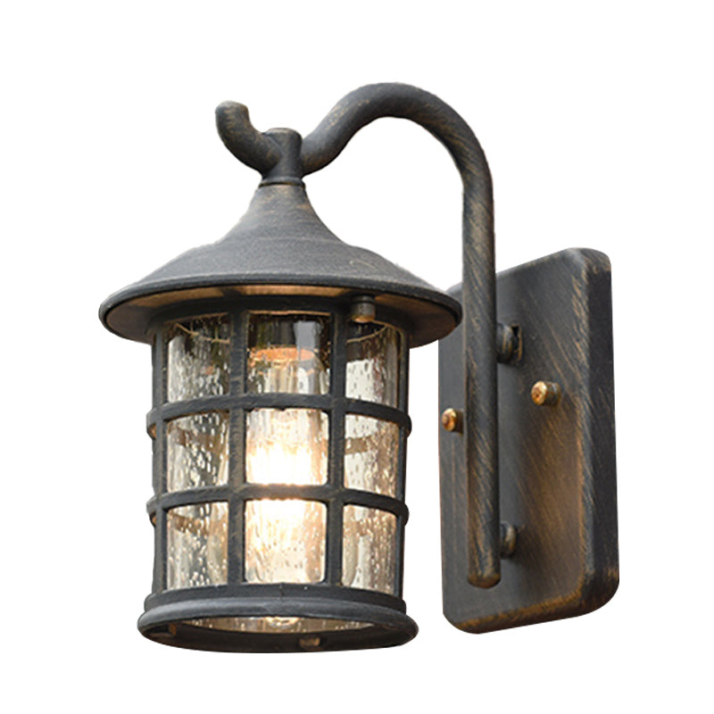 Taavita Glass Lantern Wall Lamp - a lightweight outdoor wall light in Bronze/Black, rustic style, 220V-240V / 110V-120V, for E26/E27 bulb, suitable for outdoor use