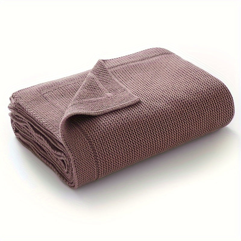 Taavita Cotton Knit Wrap Blanket – Soft & Solid Color – In Elegant Geometric Pattern