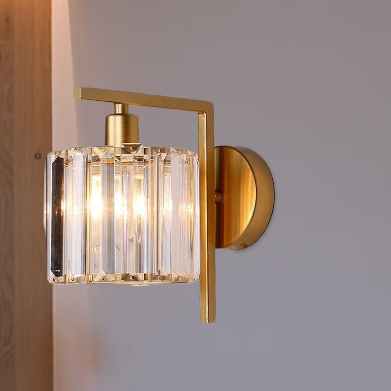 Taavita Golden Column Wall Light 1-Bulb Crystal Wall Lights for Bedroom